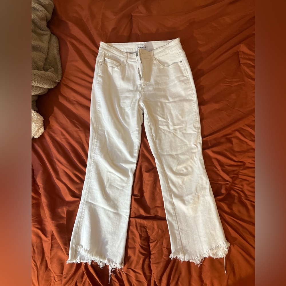 Republic White Flare Cutoff Jeans